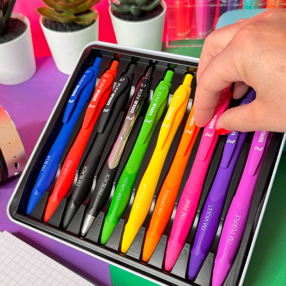 Tinta Unita: cofanetto contenente 9 penne gel 0.7 ed una special 1.0