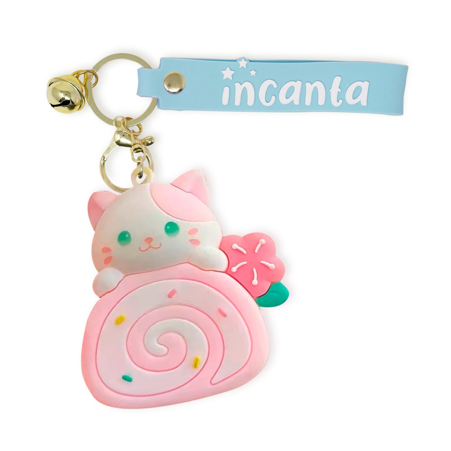 Portachiavi in PVC Gatto con Cinnamon Roll Sonellino con Campanellino – Incanta