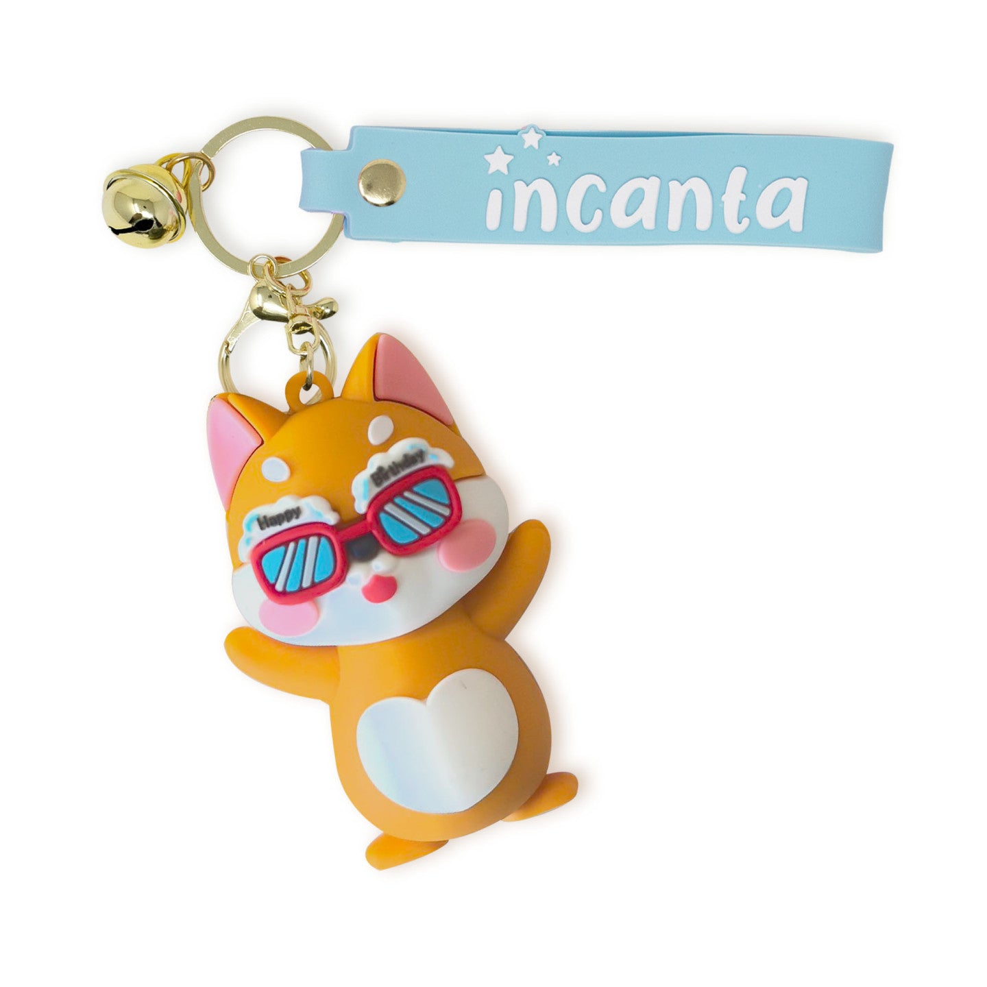 Portachiavi in PVC Volpe con Occhiali Sonellino con Campanellino – Incanta