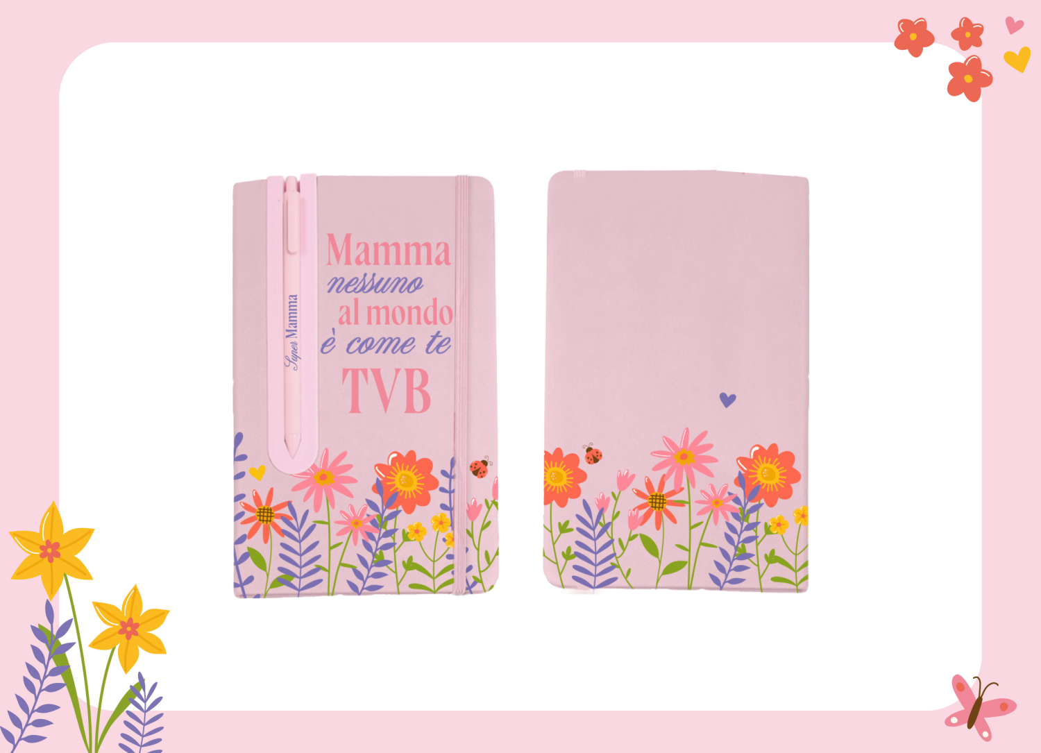 Virca – Notebook Mamma con Penna ad Incastro e Chiusura Elastico