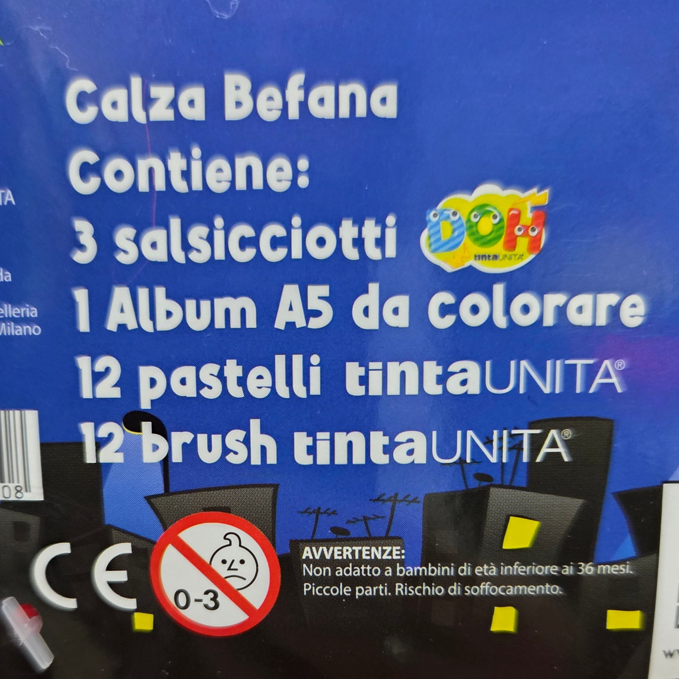 Calza Colorina tintaUNITA Kids con prodotti per colorare e dolcetti Loacker