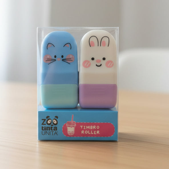 Set 2 Timbrini a Rullo Bubble Tea – Tinta Unita Zoo