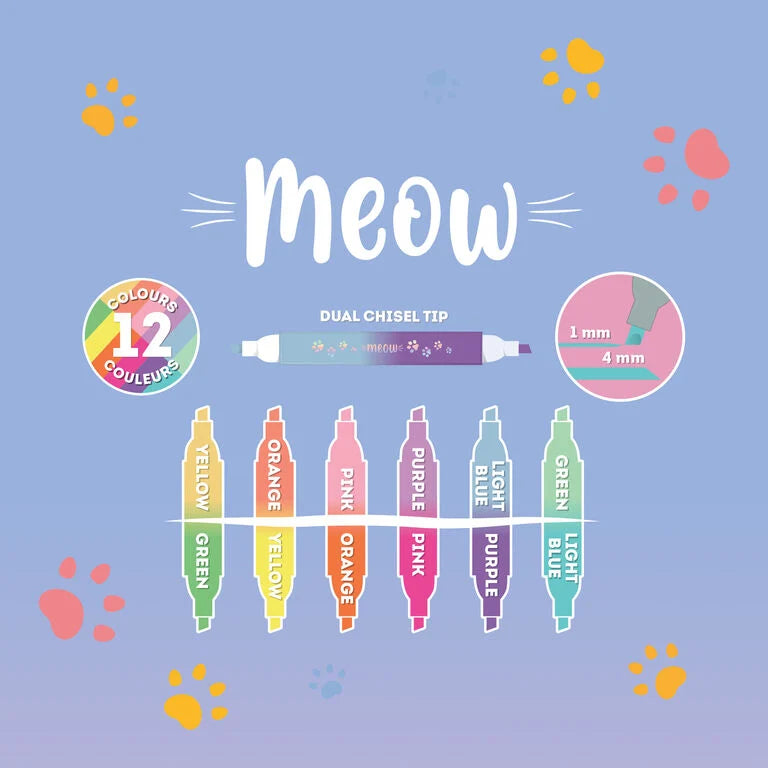 Legami: Set di 6 Evidenziatori Doppia Punta Kitty - Meow