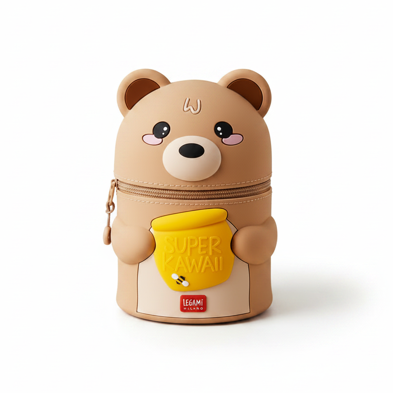 Legami Astuccio Portapenne 2 in 1 XXL Super Kawaii Teddy Bear – Silicone Morbido | Fino a 100 Penne