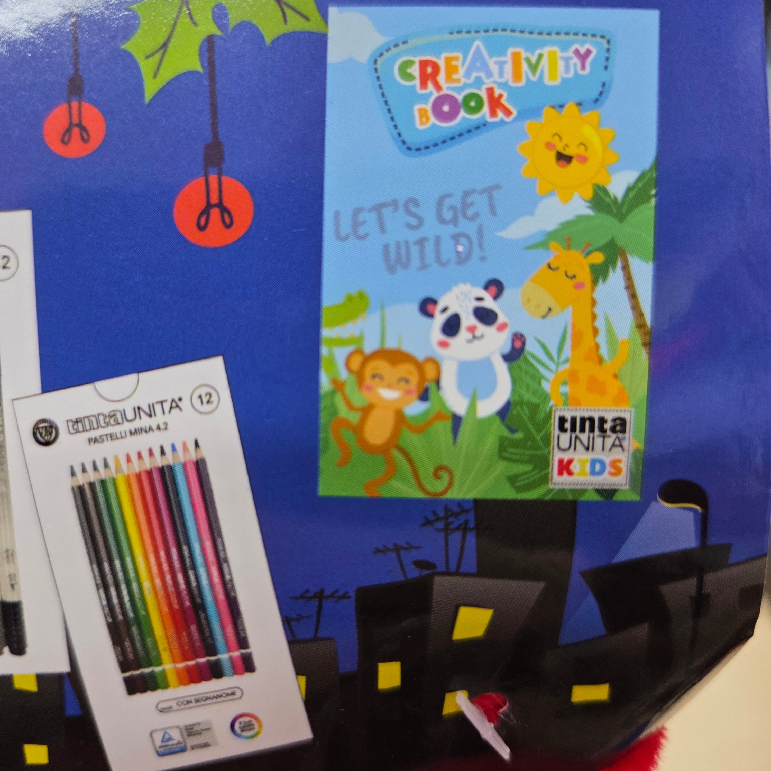 Calza Colorina tintaUNITA Kids con prodotti per colorare e dolcetti Loacker