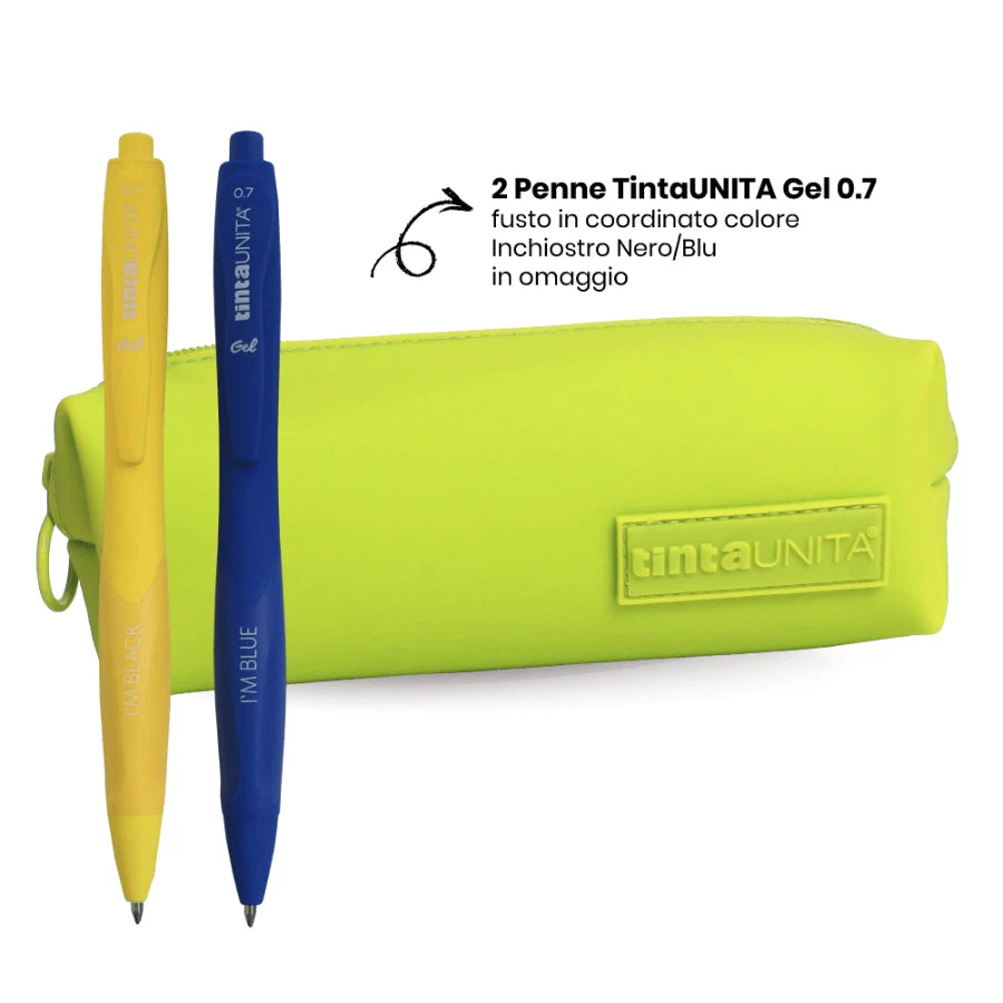 Astuccio Bauletto Tinta Unita in Silicone – 19x8x5,5 cm con 2 Penne Gel 0.7