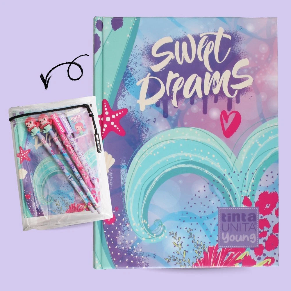 Tinta Unita Young Diario Scolastico 12 Mesi Datato Sirena 2026/2027 – Set Penne e Matite Incluso