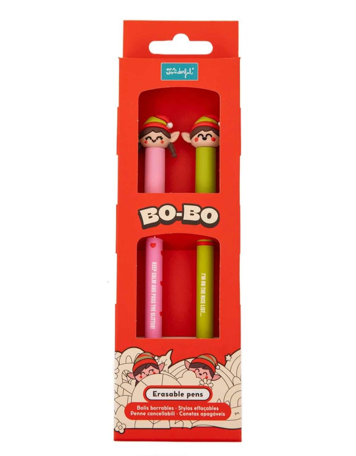 Mr.Wonderful - Set 2 Penne Cancellabili Bo-Bo Elfo ed Elfa Limited Edition