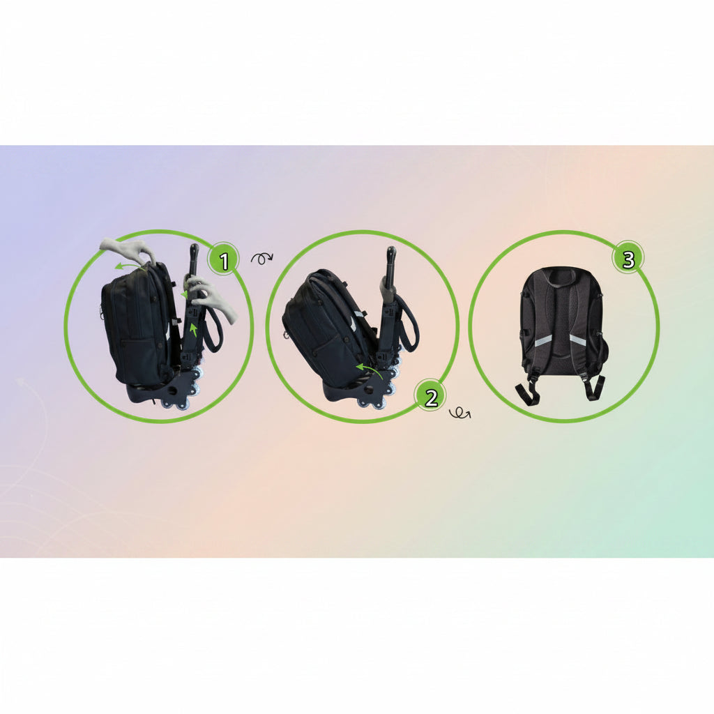 Zaino Trolley Crooooss Girl Power 28L – Tinta Unita Click | Patch Staccabili e Ruote Salgono le Scale