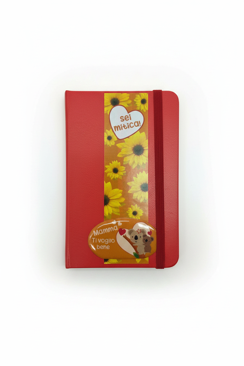 Mini Notebook con Dedica per la Mamma – Elastico e Segnapagina | 4 Colori