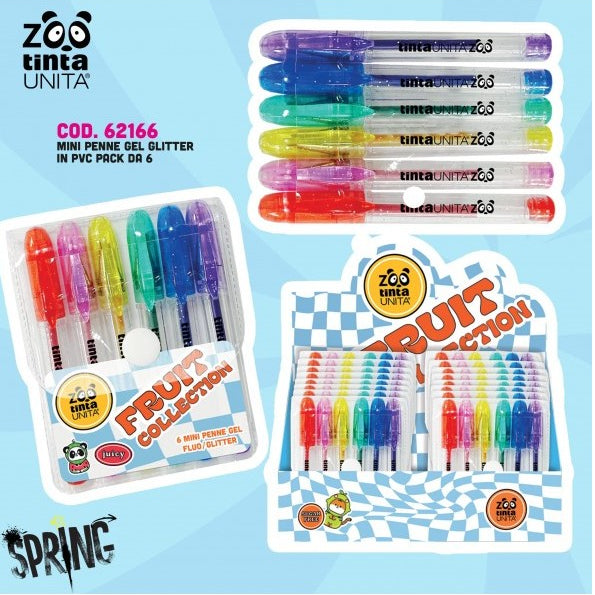 Tinta Unita: set 6 minipenne gel glitter Tintaunita Zoo in bustina PPL