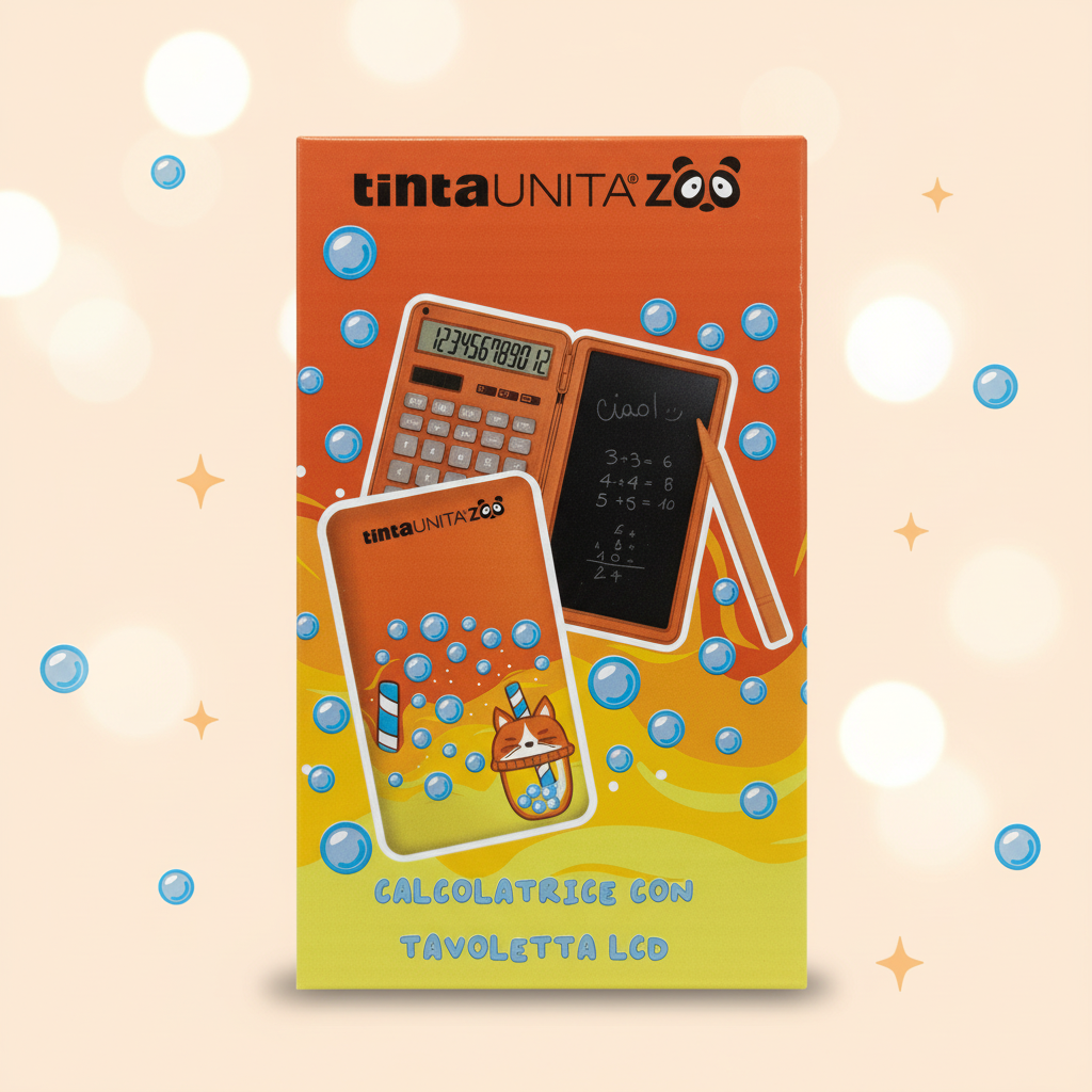 Tinta Unita Zoo - Calcolatrice con Tavoletta LCD e Pennino