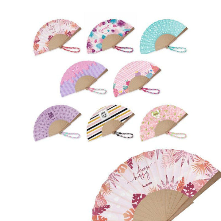 Ventaglio in Tessuto con Laccetto Incanta Paloma | 8 Fantasie, Idea Regalo