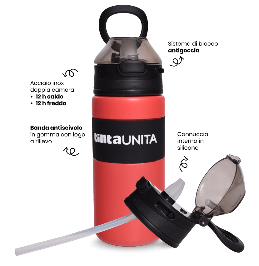 Borraccia Termica Sport 500ml con Cannuccia – Tinta Unita Excellent | Confezione Regalo